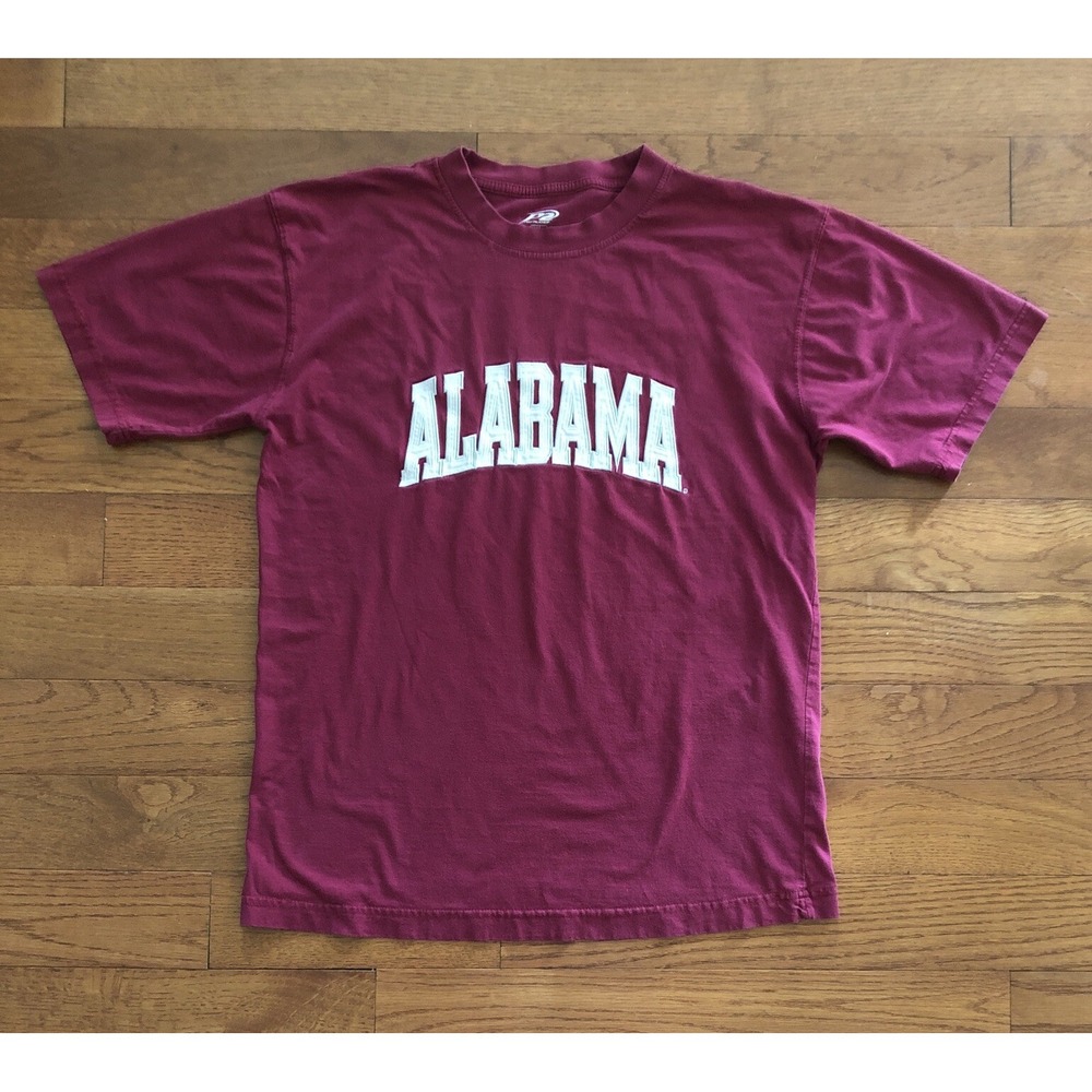 Vintage 80s Alabama Crimson Tide Shirt Appliquéd Letters Red Bangladesh Medium